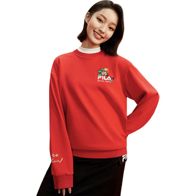 FILA Da Da Long Series New Year New Couple Pullover Letter Sweatshirt 2024 Spring Top Unisex tops Legendary-Red F11U419203F-RD
