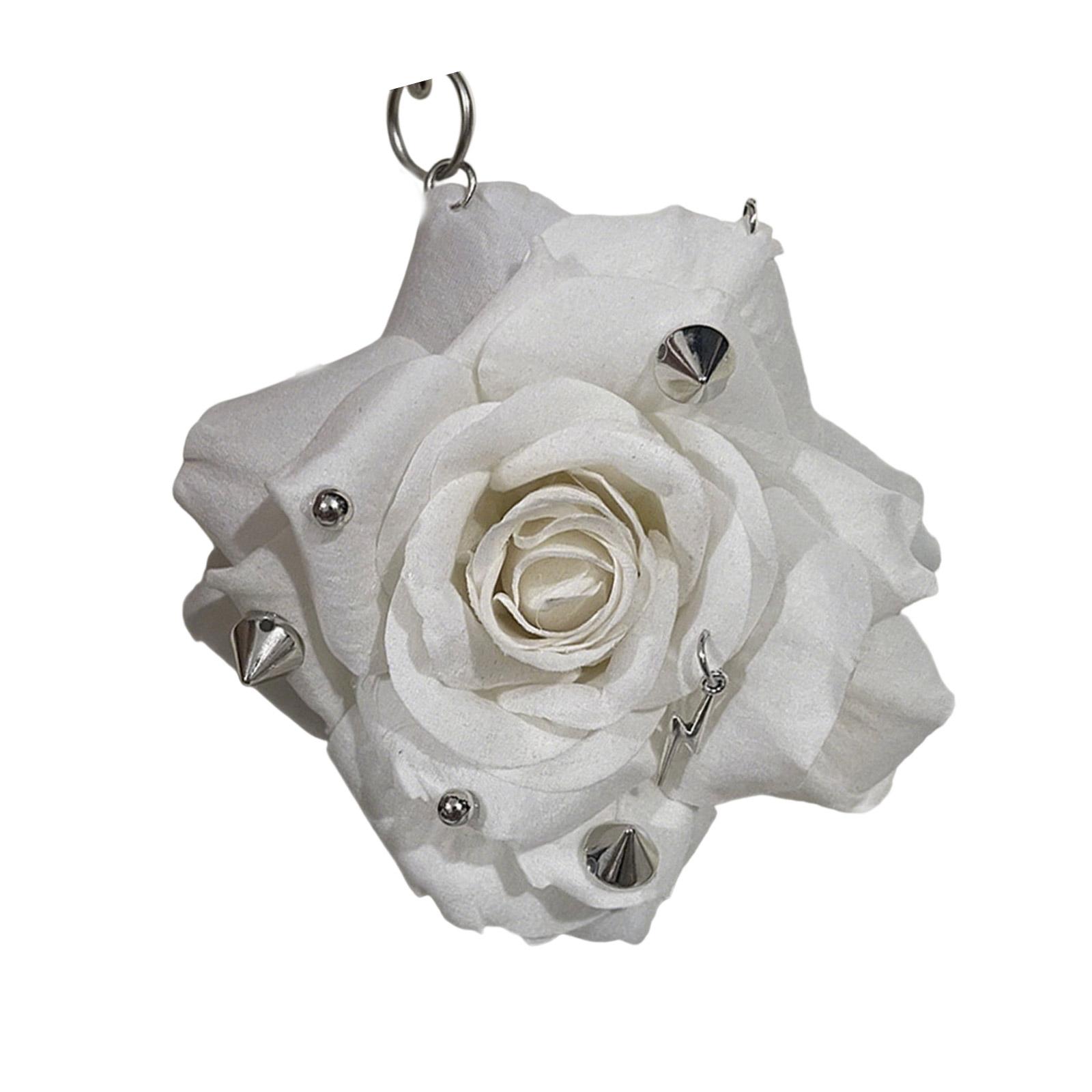 

Fashion Rose Keychain With Studs And Rivet Accent Stylish Key Holder For Women Girls Compact Design For Travel Daily