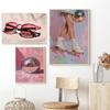 Pink Vintage Preppy Ballet Female Fashion Art Posters Prints Canvas Painting Wall Art Picture Living Room Home Decor