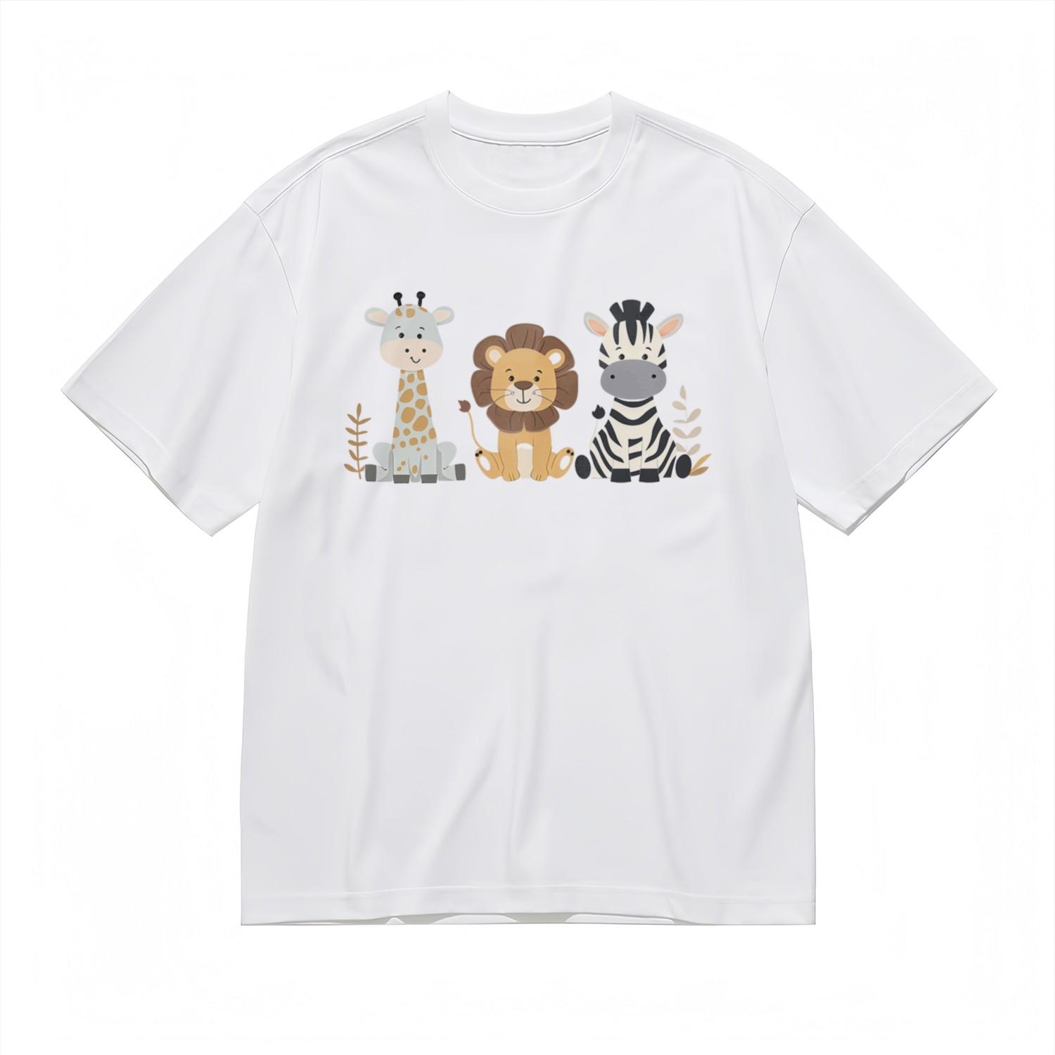 Women s Comfortable Fashion Classic T-Shirt Mens Womens Tees Top Giraffe Lion Zebra Design Cotton Tee 4XL
