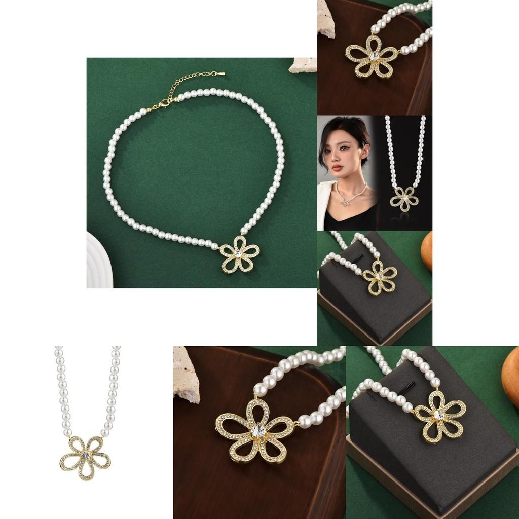 Contemporary Floral Pearl Necklace For Women Featuring Elegant Design Perfect For Casual And Office Wear
