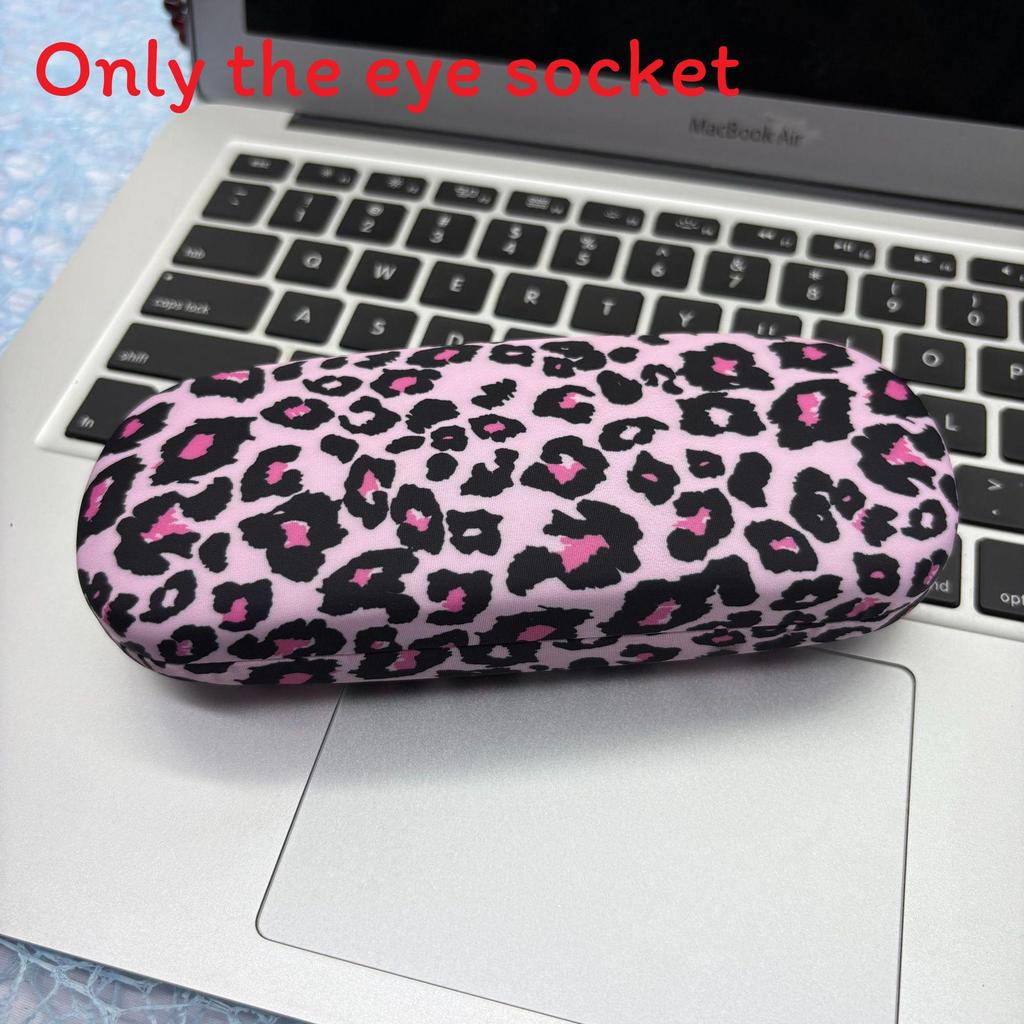 Leopard Print Metal Glasses Case With Flip Cover For Travel And Daily Use