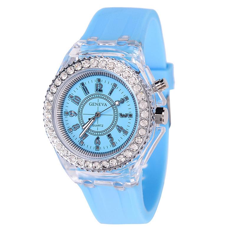 

2023 Luminous Colorful LED Quartz Watch - Unisex Student Fluorescent Timepiece небесно-голубой
