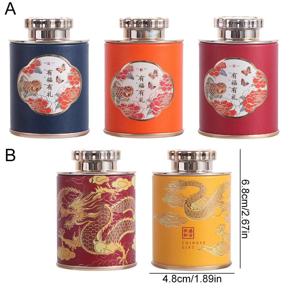 Mini Tea Packaging Box Portable Storage Jar 2024 Dragon Empty Tea Tin Can  Home