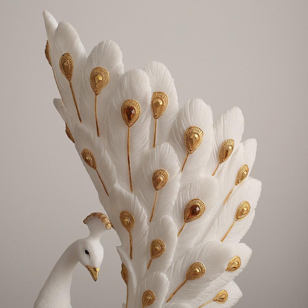 Minimalist Peacock Sculptural Vase, Luxury Gold Trim Resin Vase for Flower & Home Decor, Modern Art Centerpiece