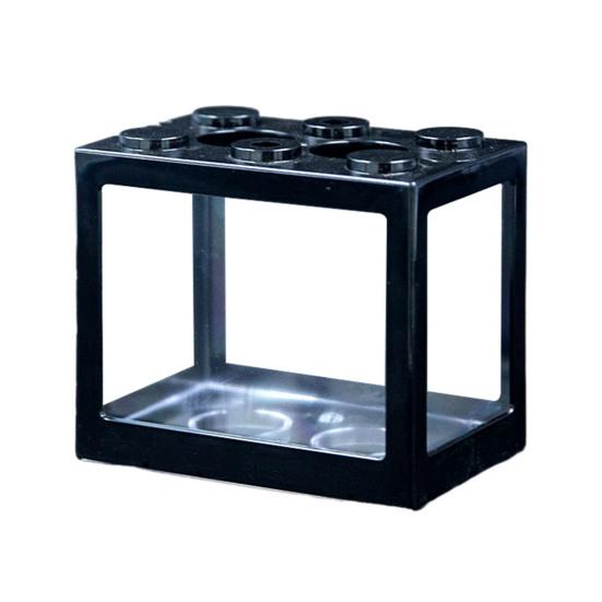 

Mini Betta Fish Tank Stackable Building Block Tiny Aquarium Fish Bowl Clear чёрный