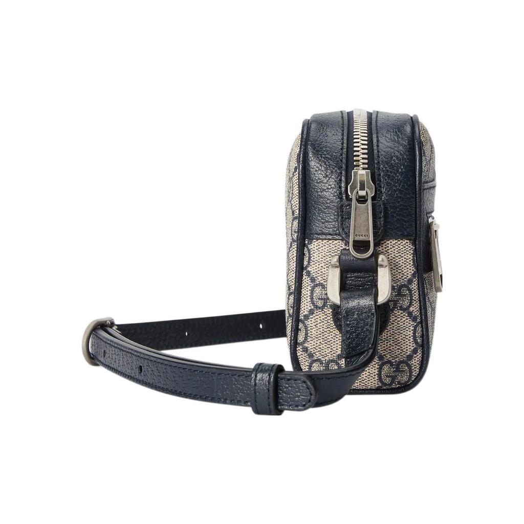 Gucci Ophidia GG Supreme Canvas Camera Bag Beige Navy Blue Web Stripe Daily Travel 517350-96IWN-4076