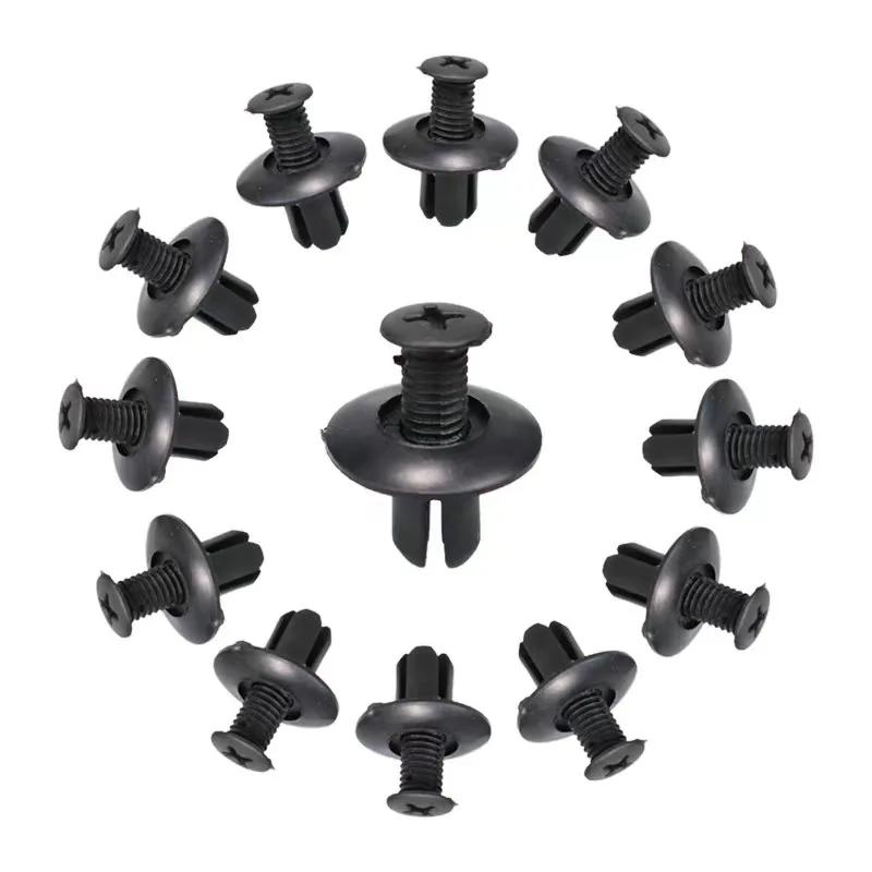 5/100 x 8 mm gaură ușă nituri plastic cleme elemente de fixare masini negre căptușite acoperire Barbs nituri auto elemente de fixare retinere știft cleme pentru a