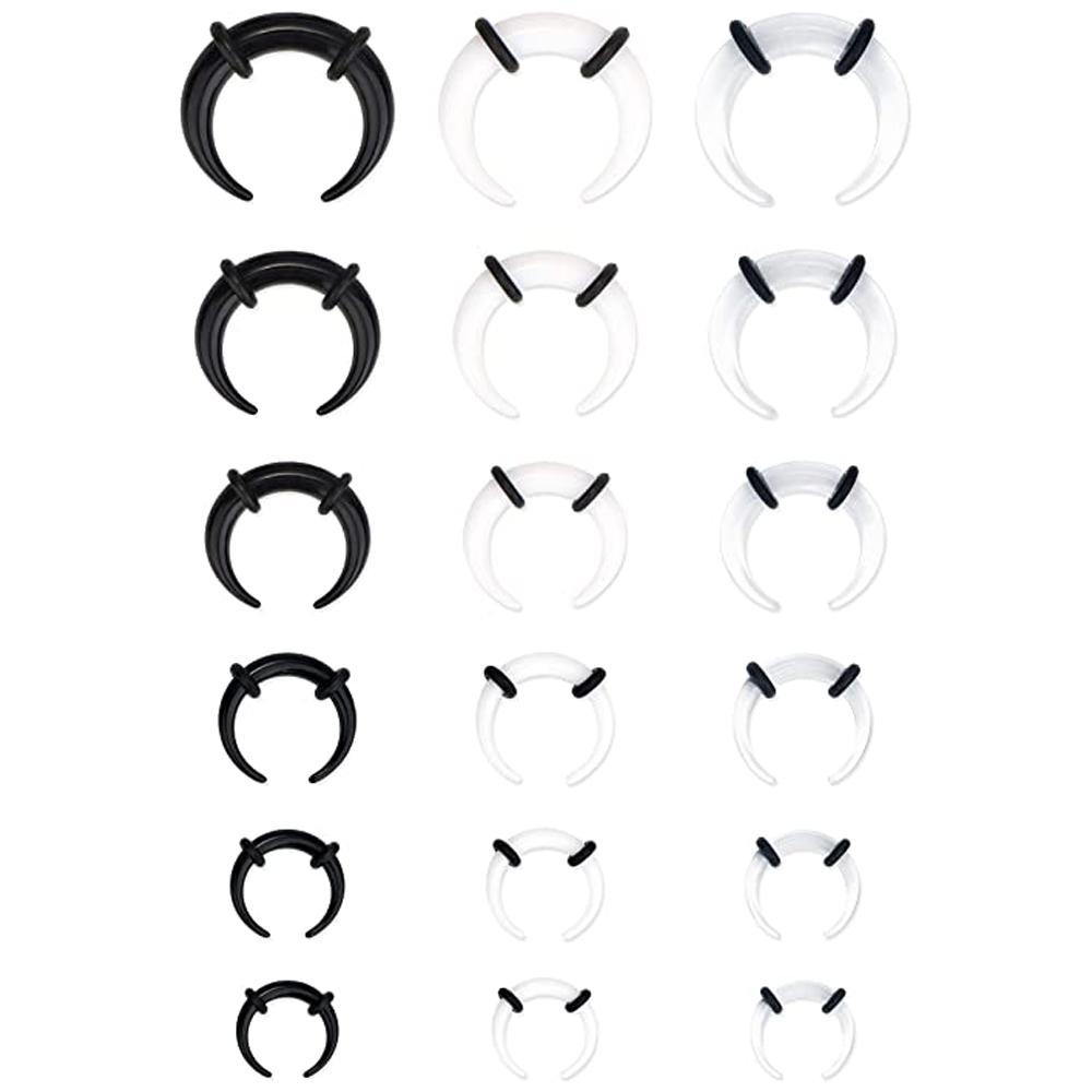 2pcs Acrylic C Sahpe Buffalo Horn Ear Pincher Septum Rings Piercing Black Ear Taper Stretcher Expander Body Jewelry 1.6mm-16mm 1.6mm белый