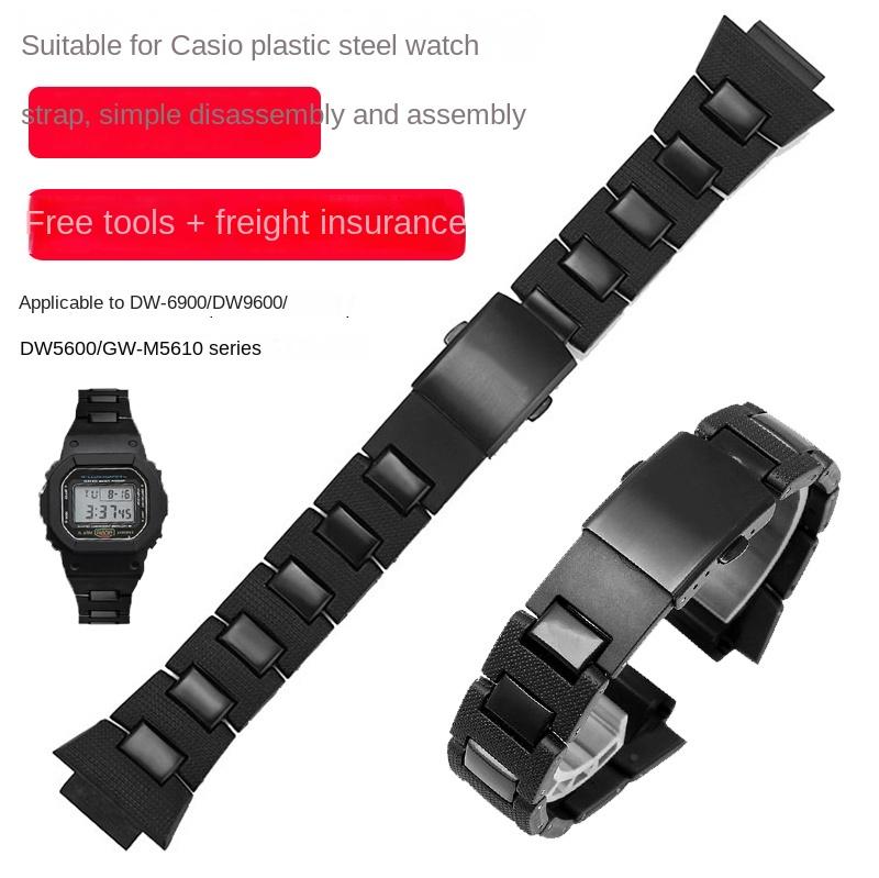 Pro Casio G-SHOCK DW-5600 DW6900 DW9600 GW-M5610 Černý Plastový Řemínek Hodinek Zakřivený konec 16mm Pánský Náramek Hodinkové Příslušenství