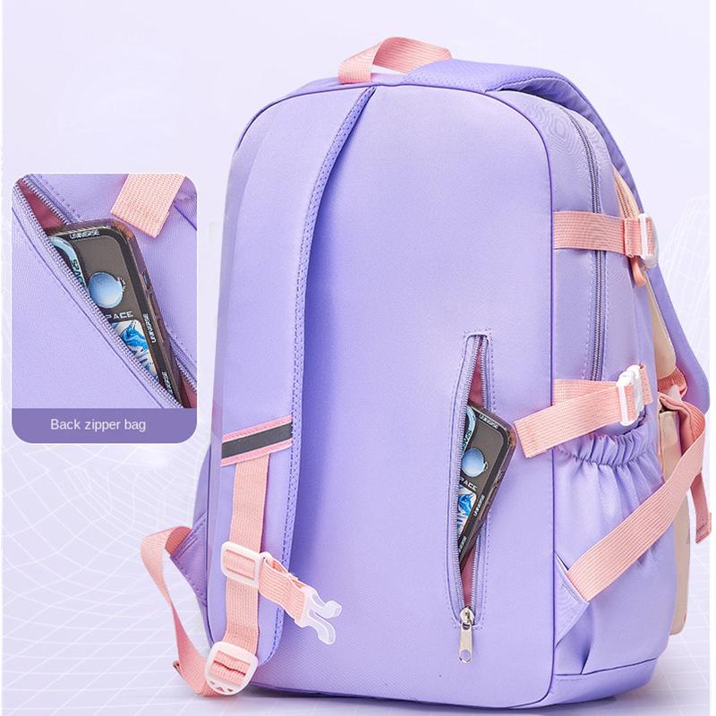 Grundschulrucksack 1.-5. Klasse Niedliche bunte Schultasche für Mädchen Wasserdicht Große Kapazität Cartoon-Hase Mochila Escolar