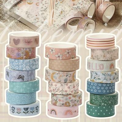 10-20 Rolls of Boho Style Paper Tape Stickers – Notebook Decoration, Craft Album, and Scrapbook Supplies