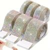 1 Roll Self-Adhesive Crystal Rhinestone Ribbon Sparkling Glass Gemstones - Multi-Width Options for DIY Crafts, Wedding Decor, Birthday Party Supplies