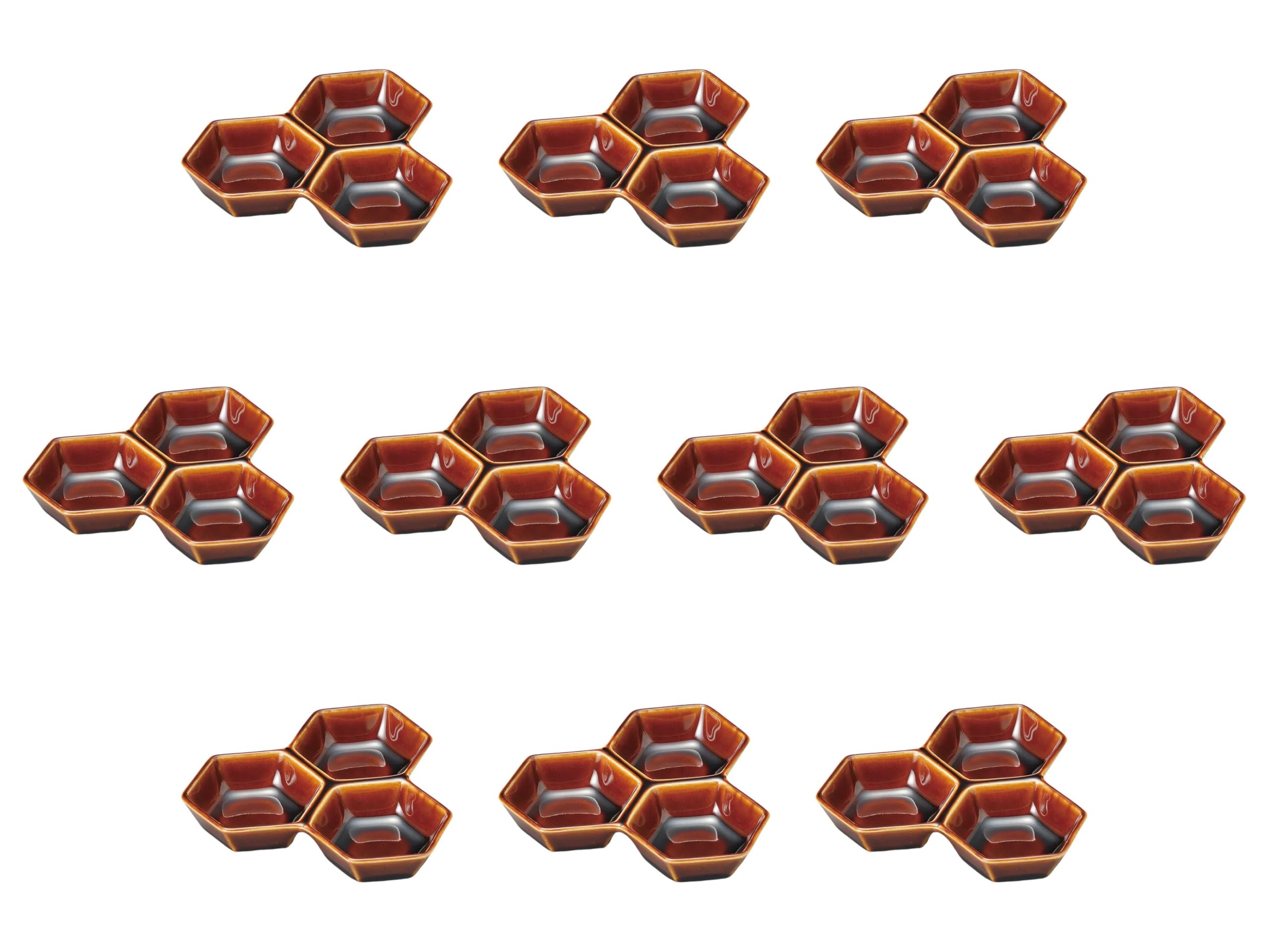 

Set of 10 Caramel Hexagonal Plates x x Divided Plates Setomonohonpo Three-Piece [13.8 13.8 2.5 cm]