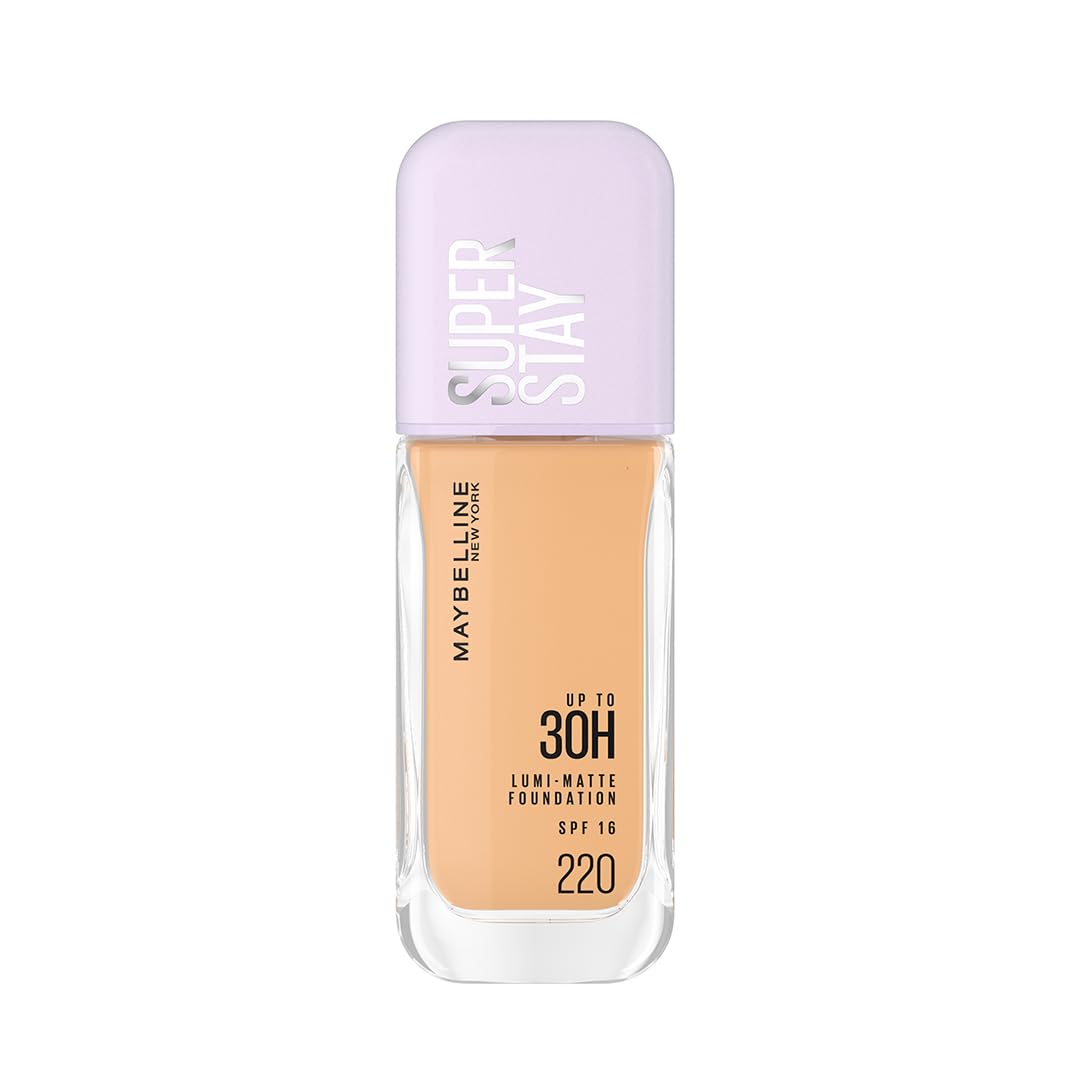

Maybelline New York Super Stay Lumi Matte Liquid Foundation 220 35ml 30H Wear Lightweight Buildable Coverage Sweat Proof Vegan Non Comedogenic