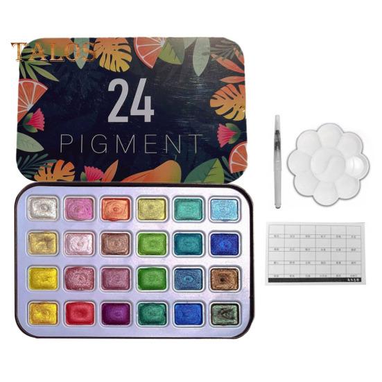 

Набор акварельных красок 24 цвета, портативные мерцающие металлические краски, перламутровый набор акварельных красок, подарок для начинающих художников, любителей живописи A