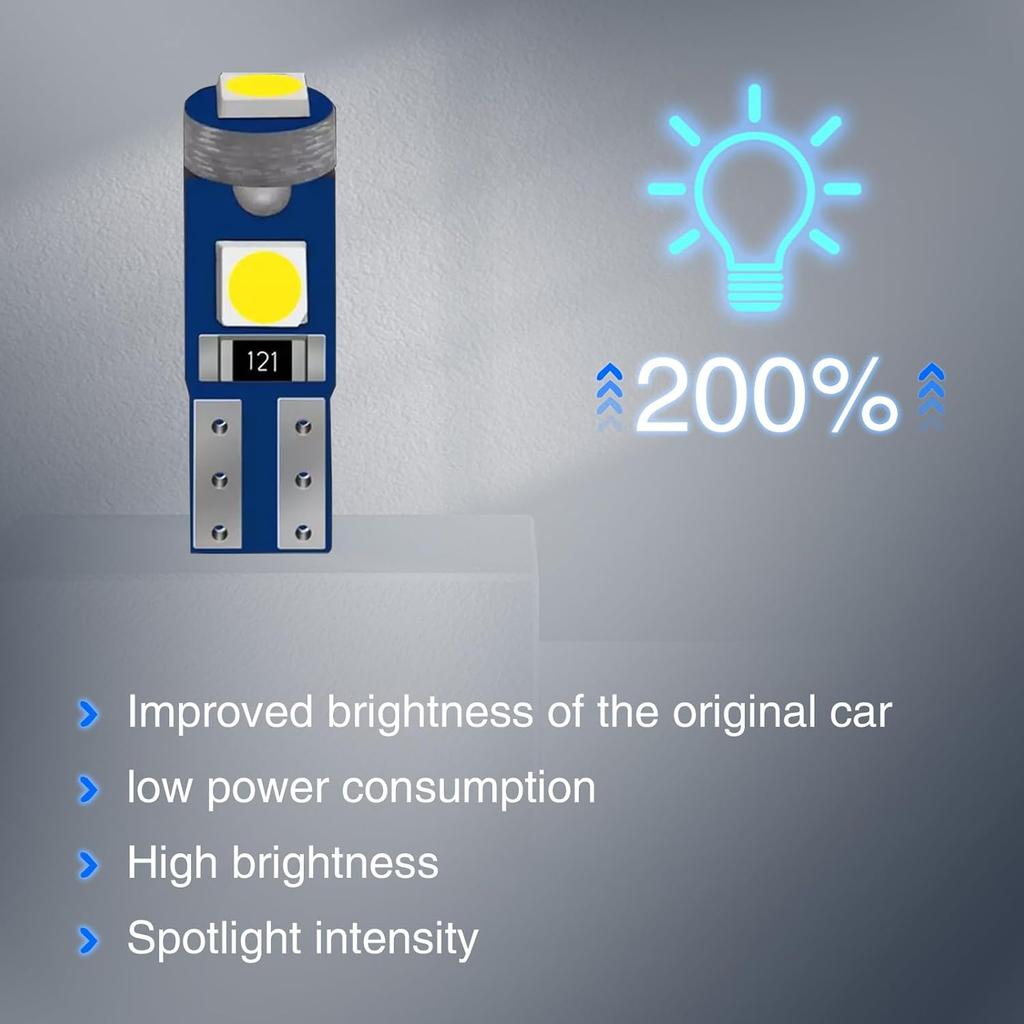 Ajxn 10 PCS Car LED trument Light, T5 3030 3SMD Wedge Bulb trument Cluster Indicator Light, 74 37 27 17 2721 Bulb Soft Beam Canbus Error-free,