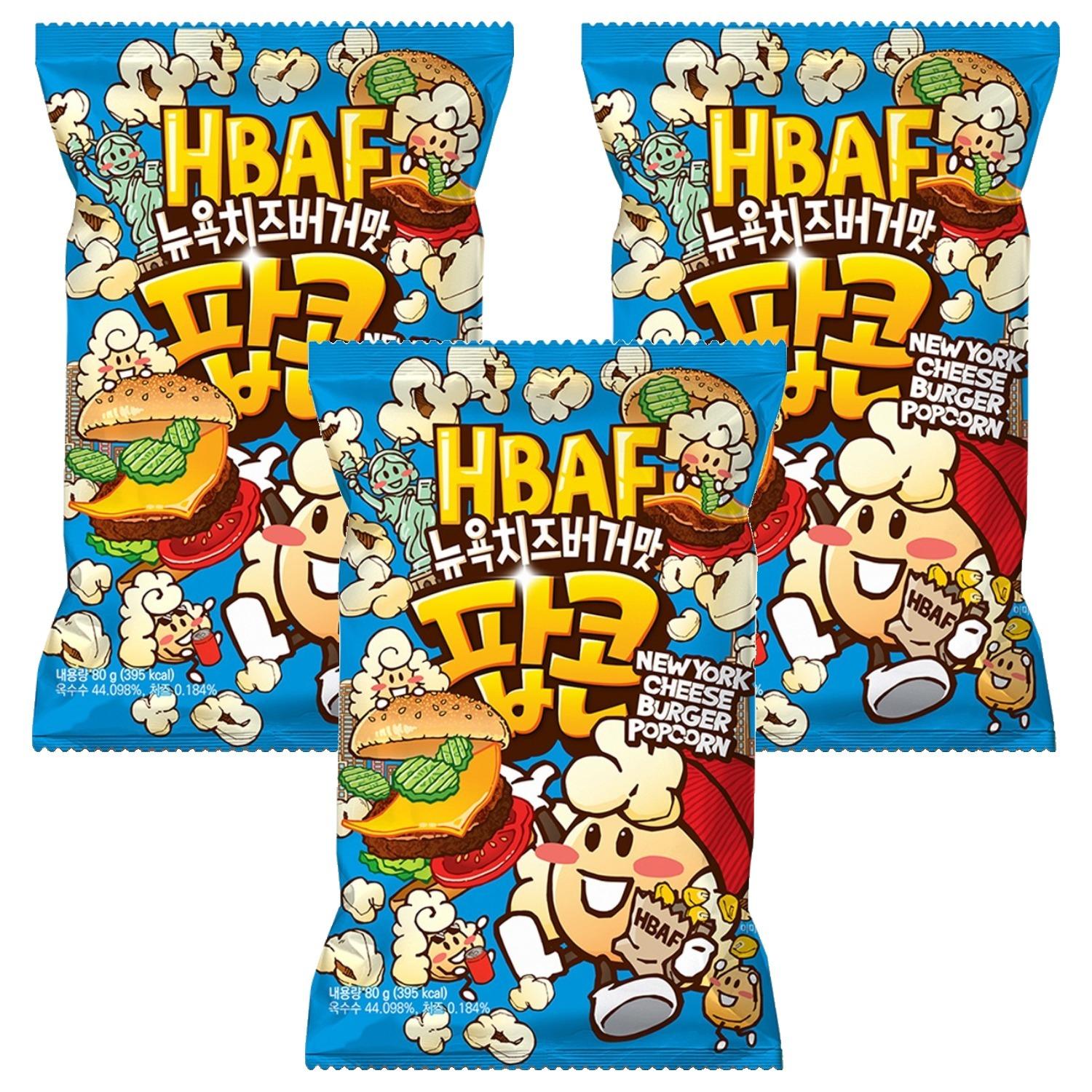 HBAF New York Sajtosburgonyás Ízű Pattogatott Kukorica Ropogós Sós Snack 80g (3 csomag) yellow
