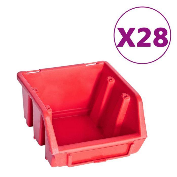 Kit de bacs de stockage - vidaXL - 141pcs - Rouge et Noir - Panneaux muraux - Plastique
