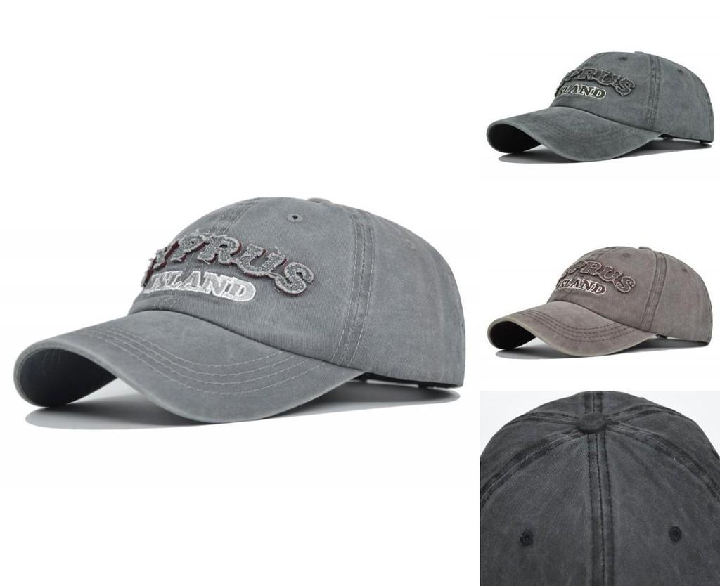 Retro Faded Baseball Cap Cyprus Letter Embroidery Washed Canvas Duckbill Hat Sun Protection Men Women Cap