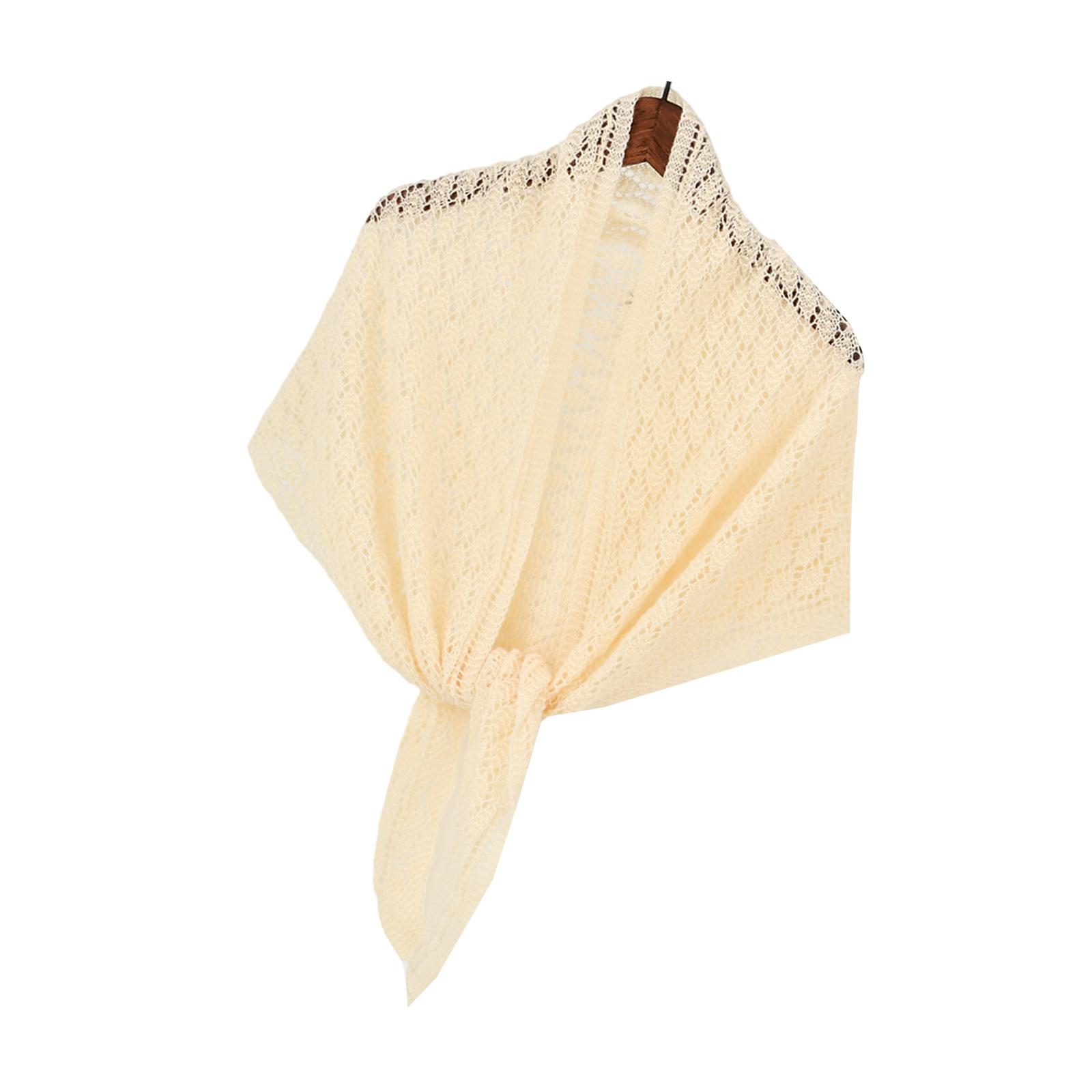 

Hollowout Diamond Pattern Shawl Triangular Shoulder Wrap with Crochet Design Great for Women Leisure and Formal Occasion бежевий