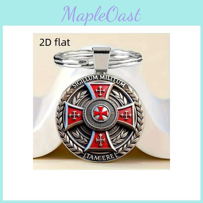 Red Cross Knight Theme Vintage Metal Keyring For Special Occasion Gifts