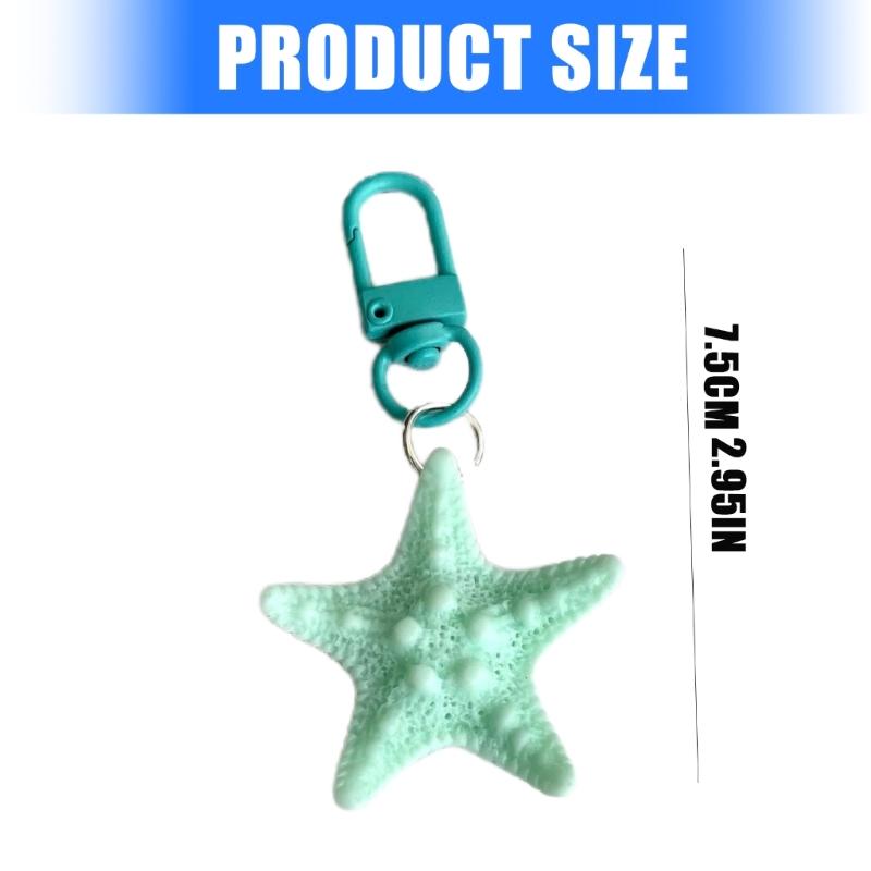 Pentagrams Pendant Keyring Colorful Starfish Shaped Keychain Handbag Charm Decoration Stylish Car Key Holder Ornament