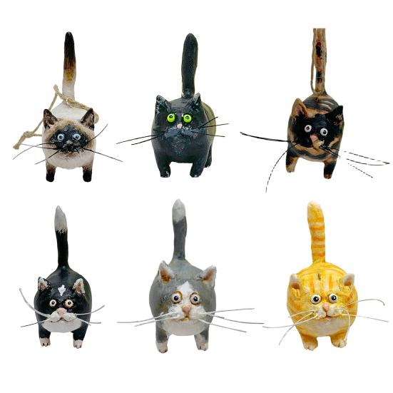 Figurina Decorativa di Gatto Resina Artistica Espressione Sorpresa Gatto in Miniatura per Scrivania