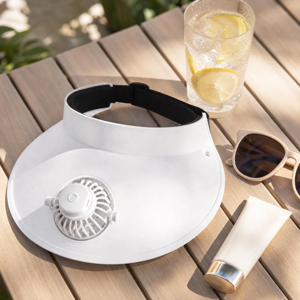 Adjustable Outdoor Sun Visor Hat with Built-In Rechargeable Fan Three-Speed Settings Lightweight Breathable Design for Summer Activities