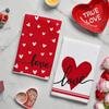 Artoid Mode Red Heart Love Kitchen Towels Dish Towels, 18x26 Inch Anniversary Wedding Farmhouse Decoration Hand Towels Set of 2