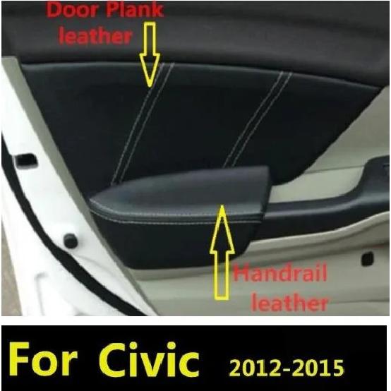 Microfiber Leather Car Door Armrest Panel Protective Cover For Honda Civic  2012 2013 2014 2015 9th Gen with Mount Fittings