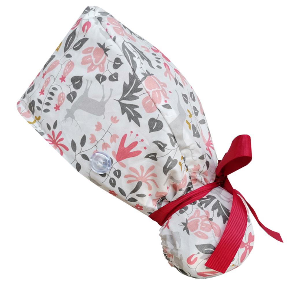 One Size Ponytail Holder Cotton Tie Back Hats Working Cap With Button Long Hair Cap Working Hat