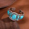 New Retro Bohemian Natural Turquoise Cuff Bracelet Ethnic Style Vacation Casual Travel Accessories For Women Boho Exquisite Accessories