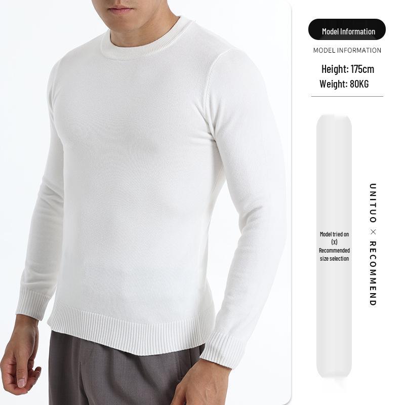 Men s High-End Autumn/Winter Round Neck Casual Sweater - Warm Lazy Style Knit Pullover L