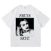 Freya Skye Vintage Halftone Porträt Grafik Unisex Schweres Übergroßes Streetwear Schwarzes T-Shirt für Musik & Popkultur-Liebhaber