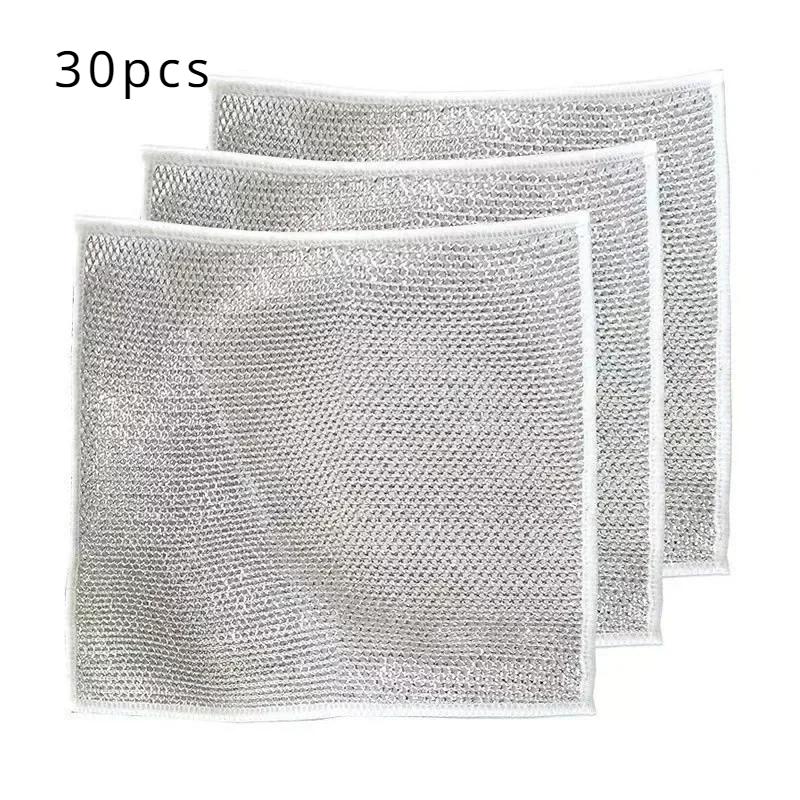  Metal Steel Wire Rags Cloth Home Kitchen Pot Pan Dishwashing Double-sided Dishcloth Cleaning Cloths Towel Scrubber Rag
