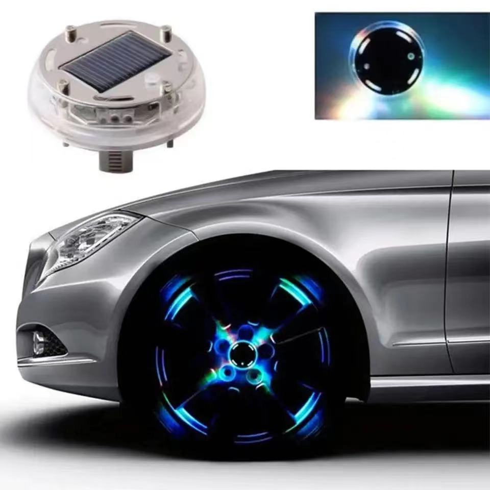 1/2/3/4pcs Solar Energy Flash LED Light Car Wheel Light Hub Bulb Tire Tyre Valve Cap Lamp Led Lights Car Accessories