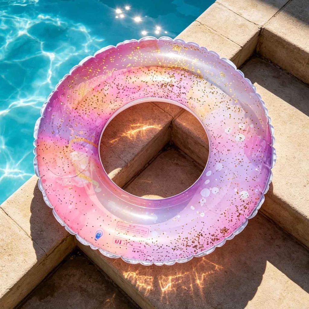 1PC PVC Inflatable Swimming Ring Pink Sparkle Pool Floats Tube for Summer Pool Beach Lake