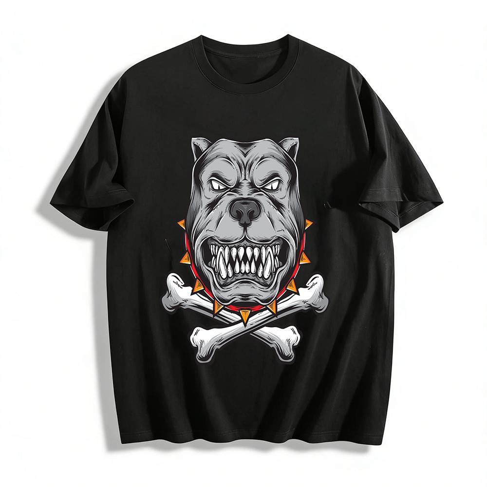 

Ferocious Dog Cross Bone Graphic Casual T-Shirt Pure cotton T-shirt XXS