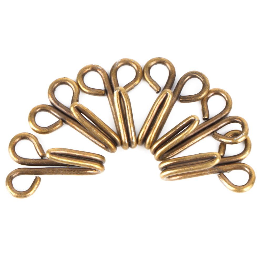 Bronze Sewing Hooks Eyes Durable Metal Fur Coat Hook Fasteners Covered Hook Eye Closures  For Coats