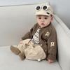 2025 New Spring Korean Boys' Knitted Cardigan Set – Stylish & Cute for Autumn