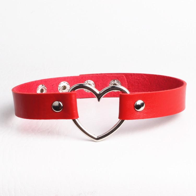 Harajuku Soft Girl Punk Style PU Leather Heart Choker Necklace