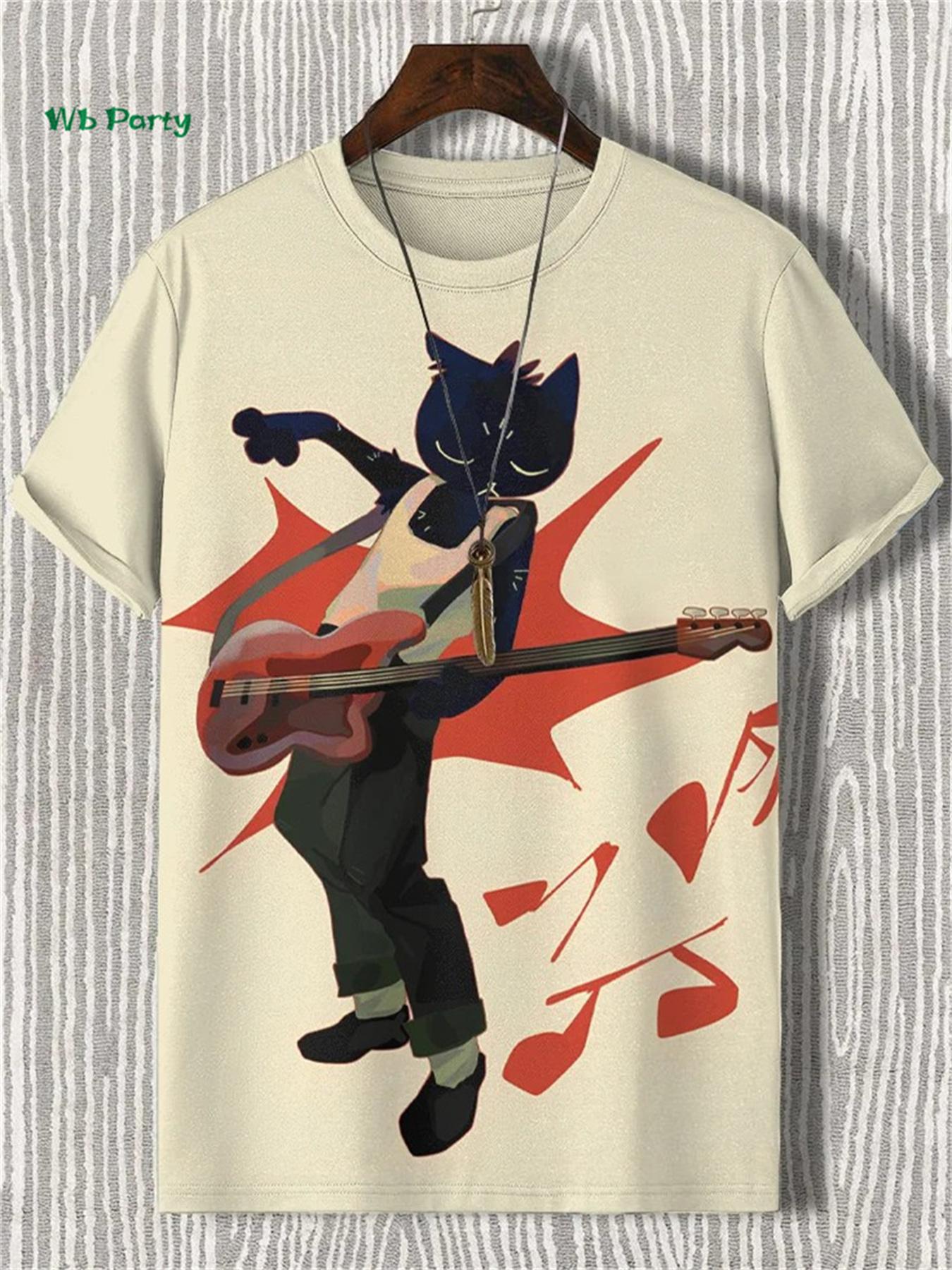 

Забавная футболка с кошачьим узором для мужчин, футболка с 3D-принтом, с коротким рукавом, оверсайз, повседневная уличная мужская одежда 6XL