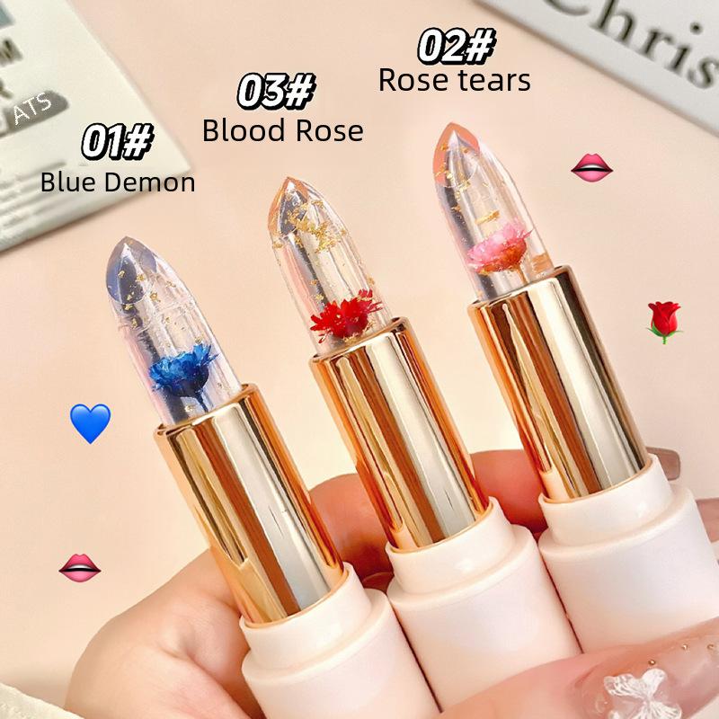 Rossetto Gelatina Petalo Trasparente Cristallo Cambia Colore, Idratante e Sensibile alla Temperatura