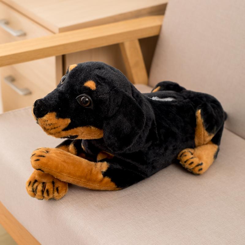 46cm Simulation Dog Plush Toy Tissue Bag Stuffed Paper Box Real-life Dog Puppy Tissue Storage Bag Creative Gift Home Decoration