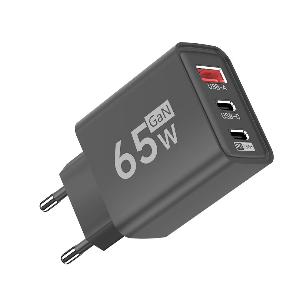 65W 3 Ports GaN USB Charger Type C Fast Charging Phone Charger For iPhone 15 16 Samsung Xiaomi Huawei EU/US Plug Wall Adapter
