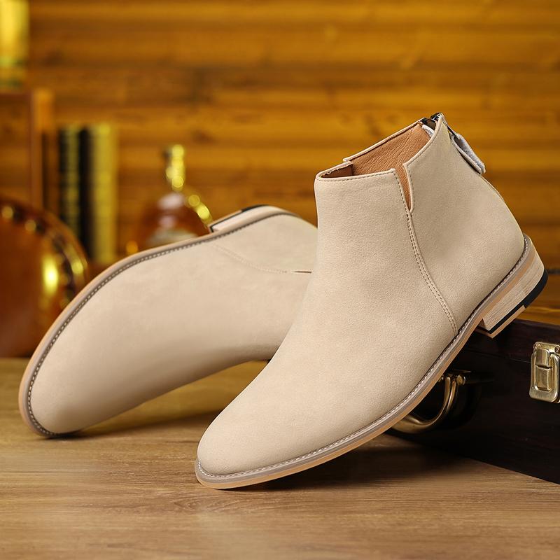 Fashion Men's Business Casual Ankle Boots Breathable Lining Rubber Sole for All-Day Walking and Office Wear Easy Slip-On Comfort