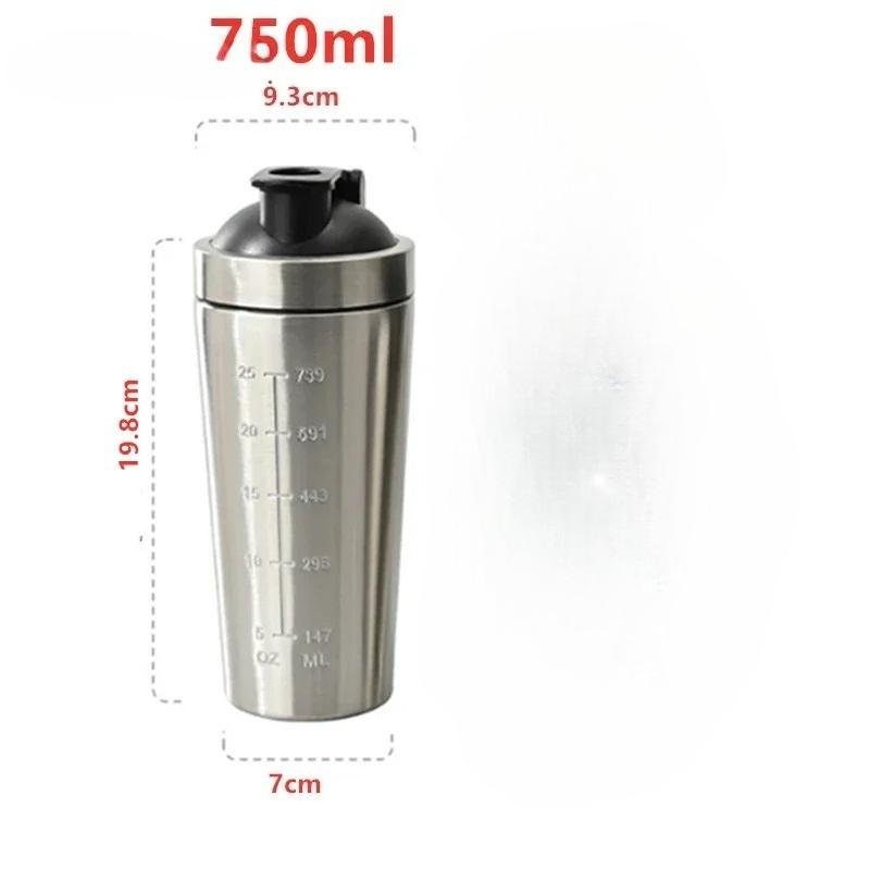 Stainless Steel Protein Powder Shaker Bottle with Steel Ball and Scale Leak Proof Gym Fitness Sport Whey Shakes Cup