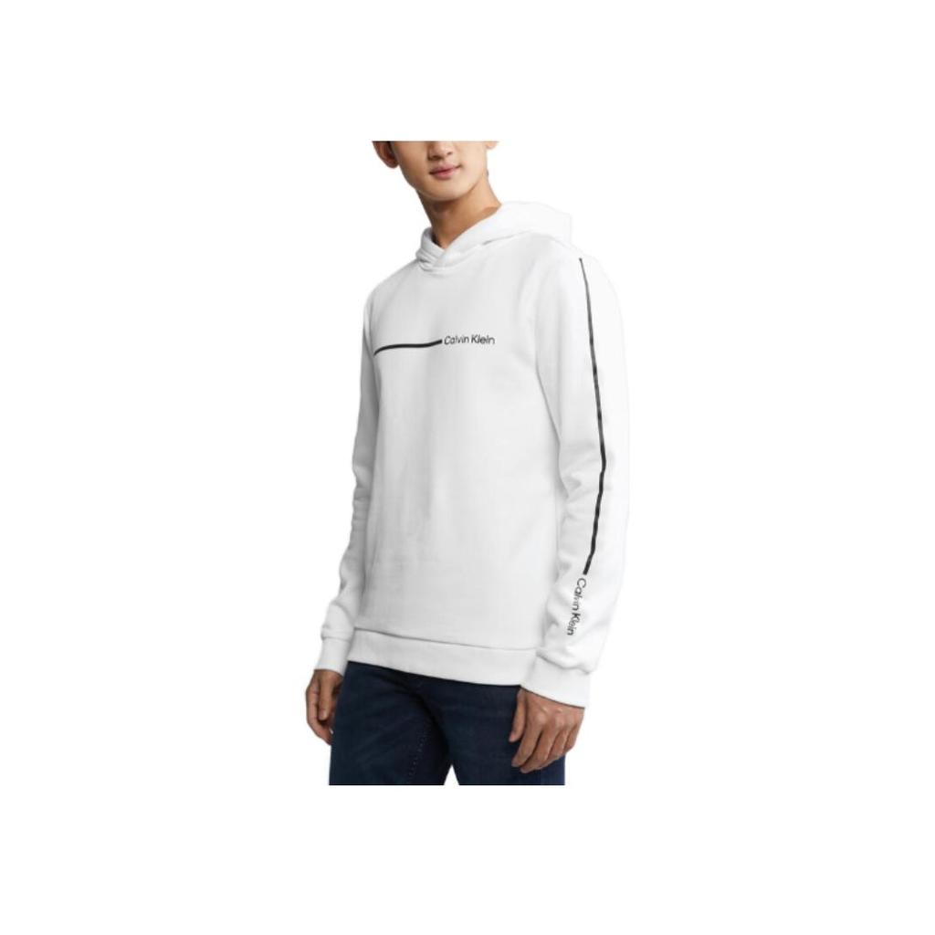 Calvin Klein Hooded Printed Fleece Pullover Long Sleeve Sweatshirt Men sweatshirts White 40KC420