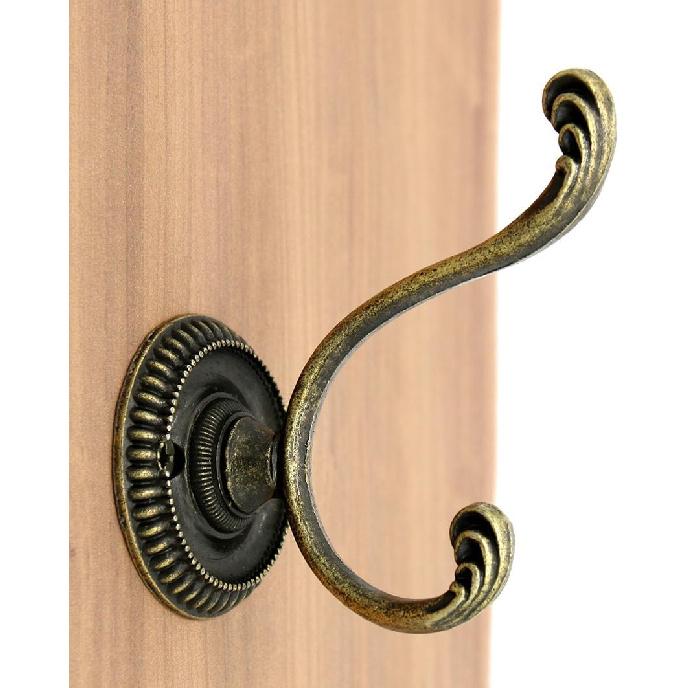 LXZ 4 PCs Antique Brass Wall Mounted Hooks - Wall Hooks - Hat Hangers Robe Hooks, Height 2.9-in (7.3 cm)